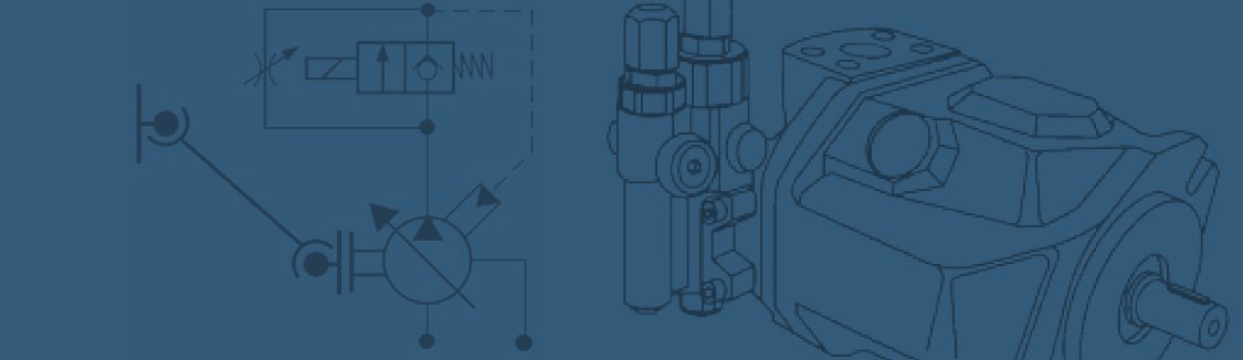 Hydraulikschaltplan und Hydraulikpumpe als technische Zeichnung