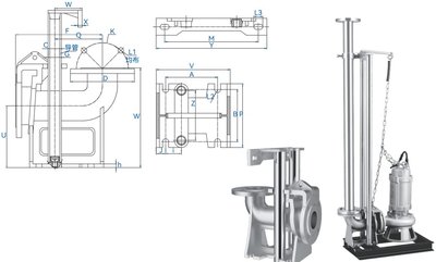 Dimensional drawing and view of the GAK auto-coupling device